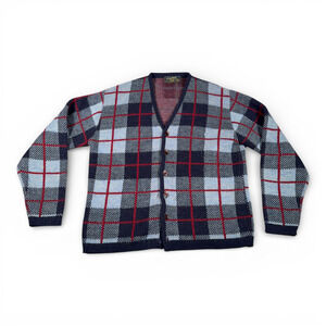 Vintage Scottish Isle Sweater Adult MEDIUM Blue Cardigan Mohair Kurt Cobain 60s